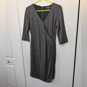 BROOKS BROTHERS Women 97% Wool Dress Size 8 3/4 Sleeves V Neck Back Zipper
